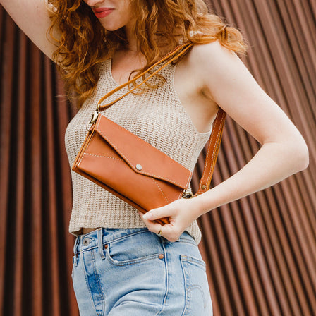  Honey | Envelope shaped clutch wallet with crossbody strap