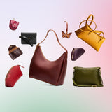 All Variants | Collection of three bags and six small goods on a gradient background