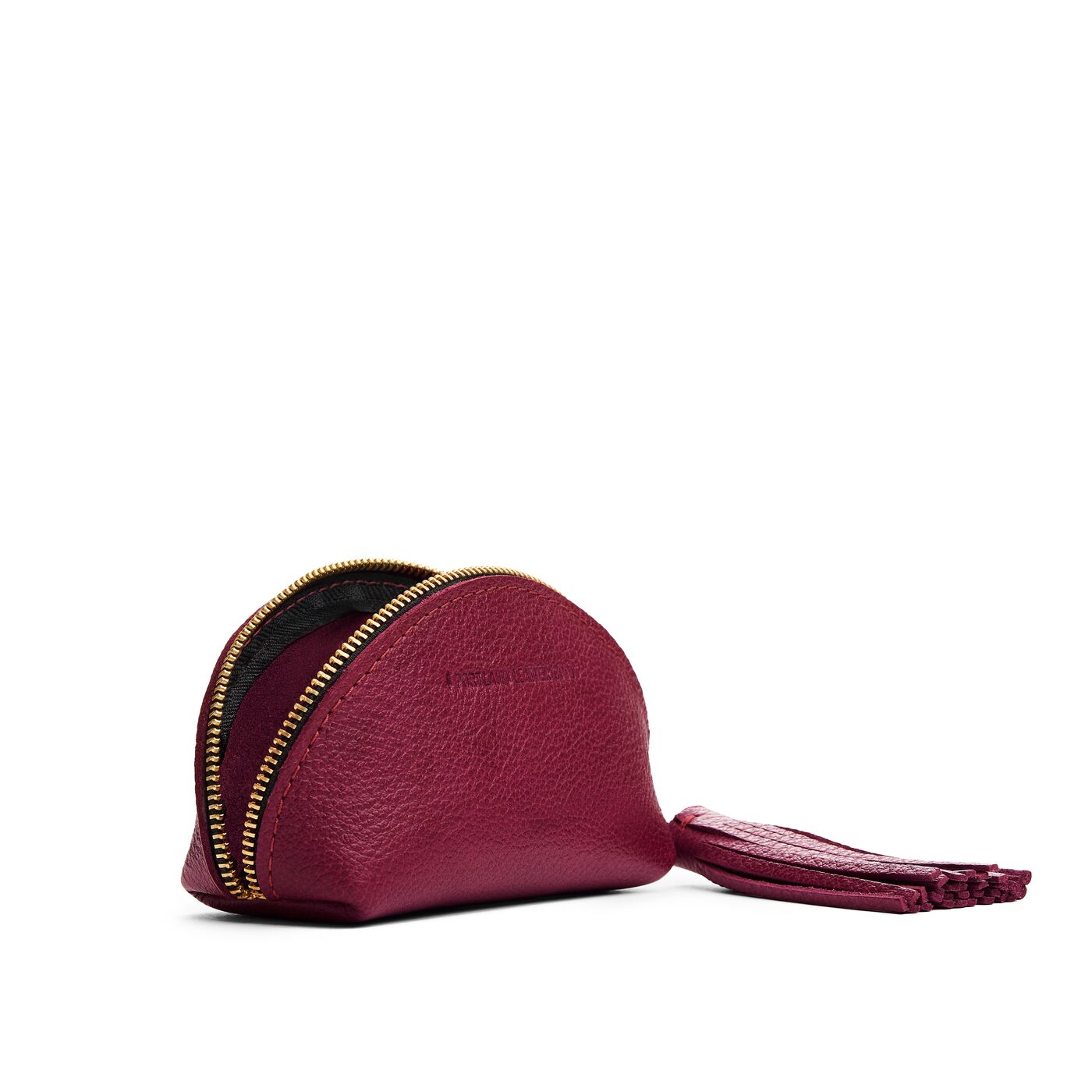Orchid | Small leather zippered pouch with tassel