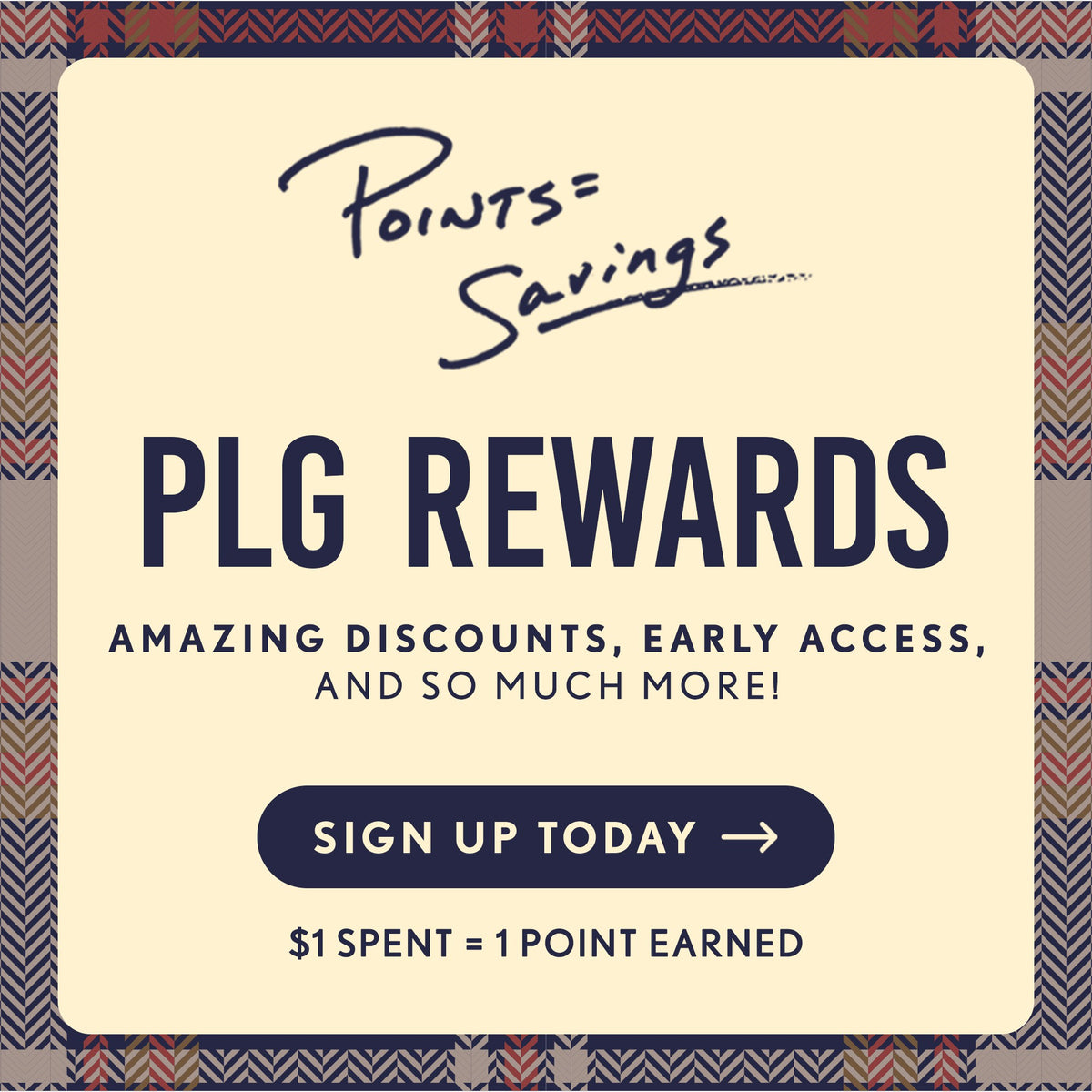 Rewards Banner, Earn 1 point for every $1 spent. Sign up to start earning points.