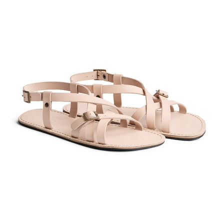 Crema | Strappy leather sandals with two buckle accents