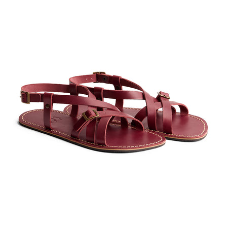 Marsala | Strappy leather sandals with two buckle accents