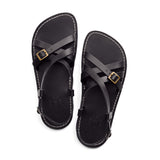 Nero | Strappy leather sandals with two buckle accents