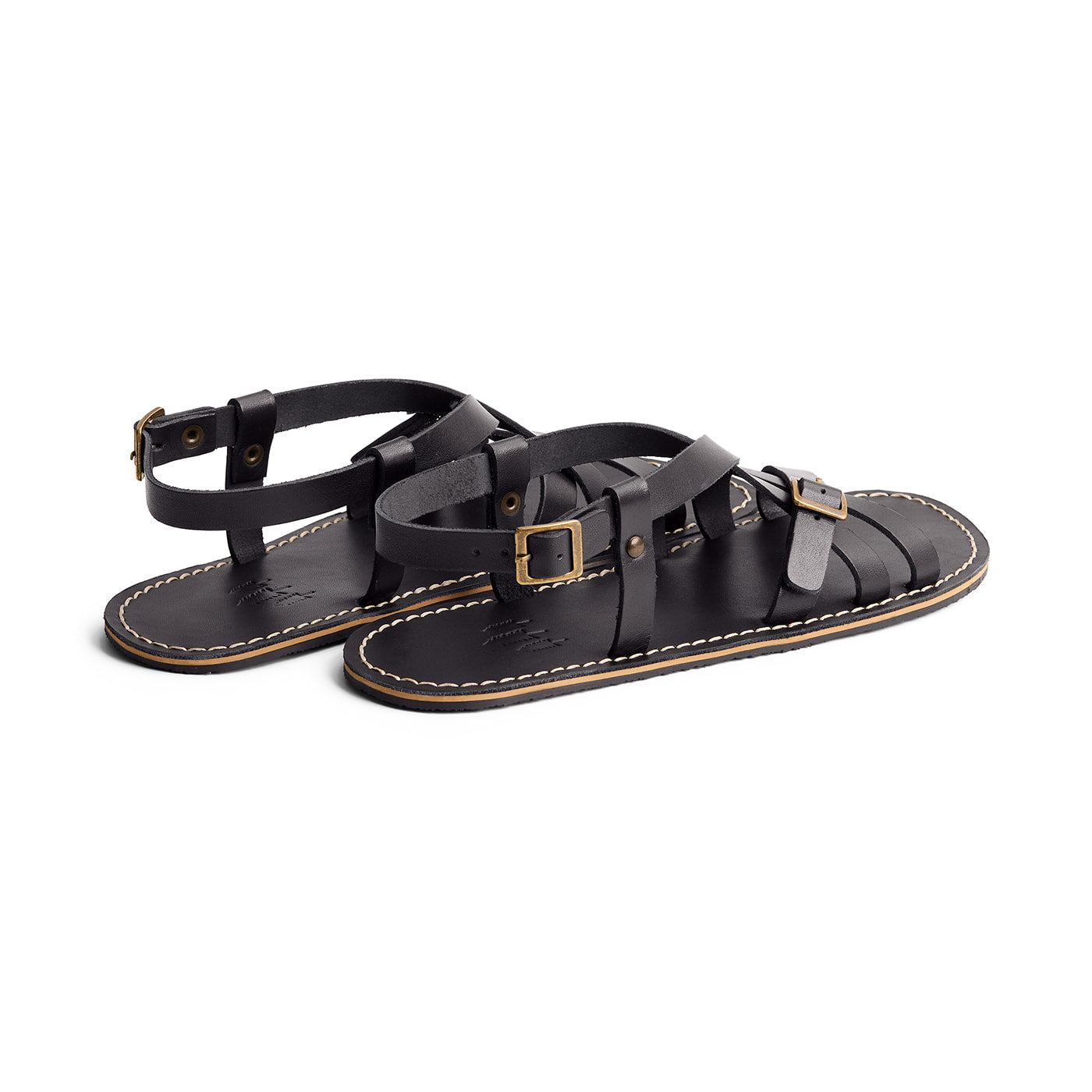Nero | Strappy leather sandals with two buckle accents