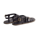 Nero | Strappy leather sandals with two buckle accents