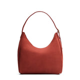 Cinnabar Large | U-shaped, flat-bottomed leather shoulder bag with adjustable strap