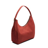 Cinnabar Large | U-shaped, flat-bottomed leather shoulder bag with adjustable strap