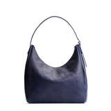 Cobalt Large | U-shaped, flat-bottomed leather shoulder bag with adjustable strap