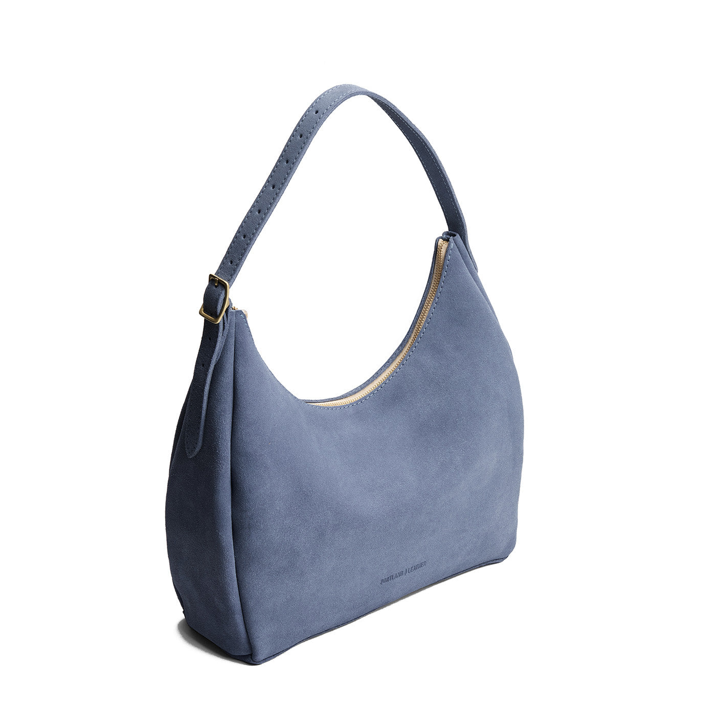 Denim*Large | U-shaped, flat-bottomed leather shoulder bag with adjustable strap