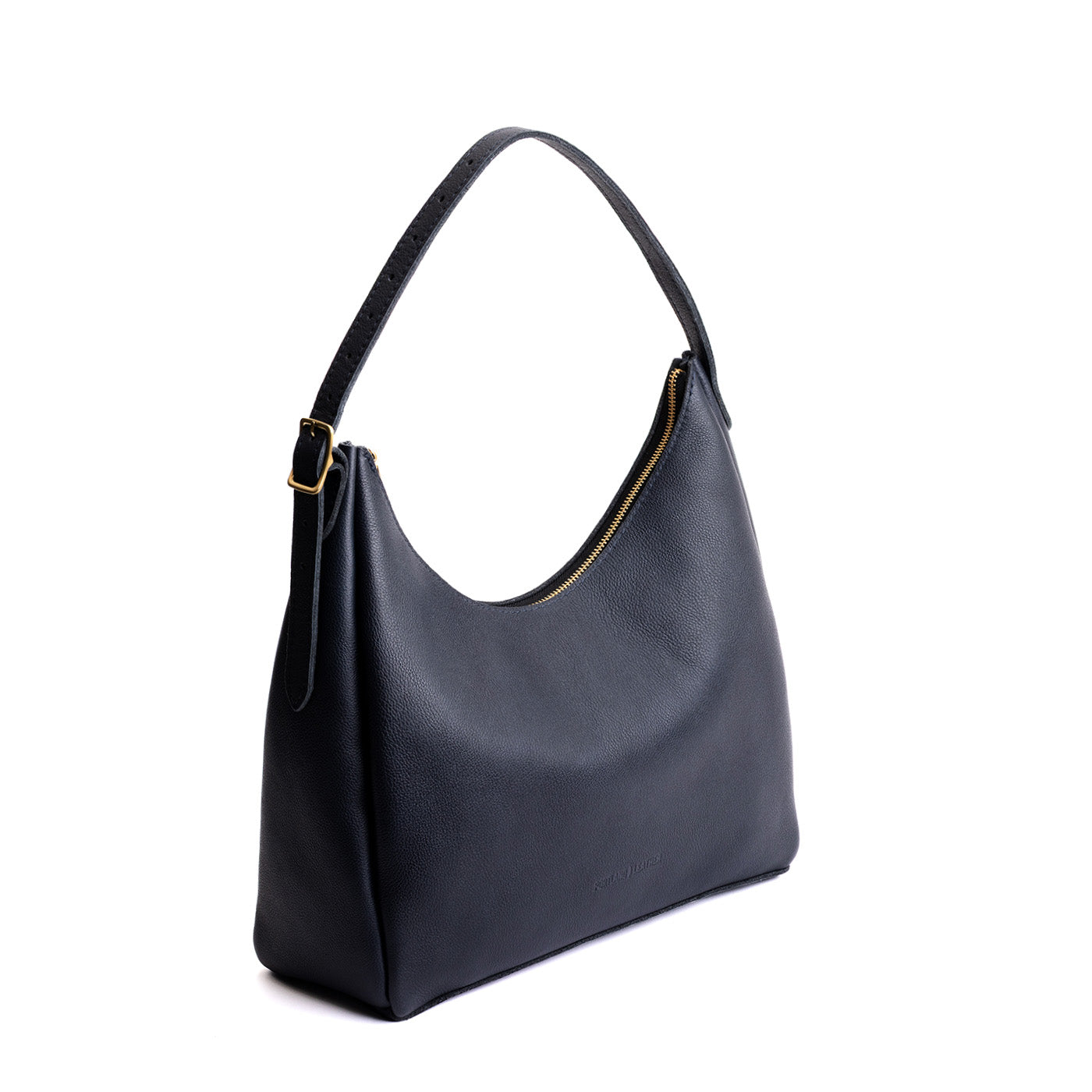 Night Owl*Large | U-shaped, flat-bottomed leather shoulder bag with adjustable strap