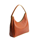 Sienna Large | U-shaped, flat-bottomed leather shoulder bag with adjustable strap