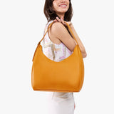 Sunshine Large | U-shaped, flat-bottomed leather shoulder bag with adjustable strap