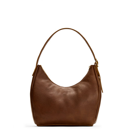 Asheville*Large | U-shaped, flat-bottomed leather shoulder bag with adjustable strap