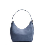 Denim Medium | U-shaped, flat-bottomed leather shoulder bag with adjustable strap