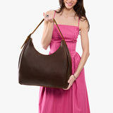 Coldbrew Oversized | U-shaped, flat-bottomed leather shoulder bag with adjustable strap