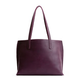 Plum Medium | Leather tote bag with interior snap key loop