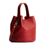 Chili Red Large | Symmetrical bucket bag with handle, latch closure, and removable crossbody strap