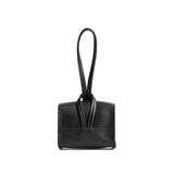 Pebbled--black | Wristlet pouch with loop strap and a flower design
