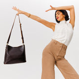 Grizzly | symmetrical bucket bag with latch closure and removable crossbody strap