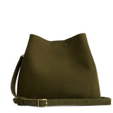 Verdant | Symmetrical bucket bag with latch closure and removable crossbody strap