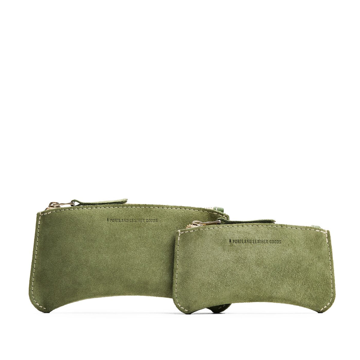 Laurel | Large and Small pouches with a top zipper and unique curved bottom
