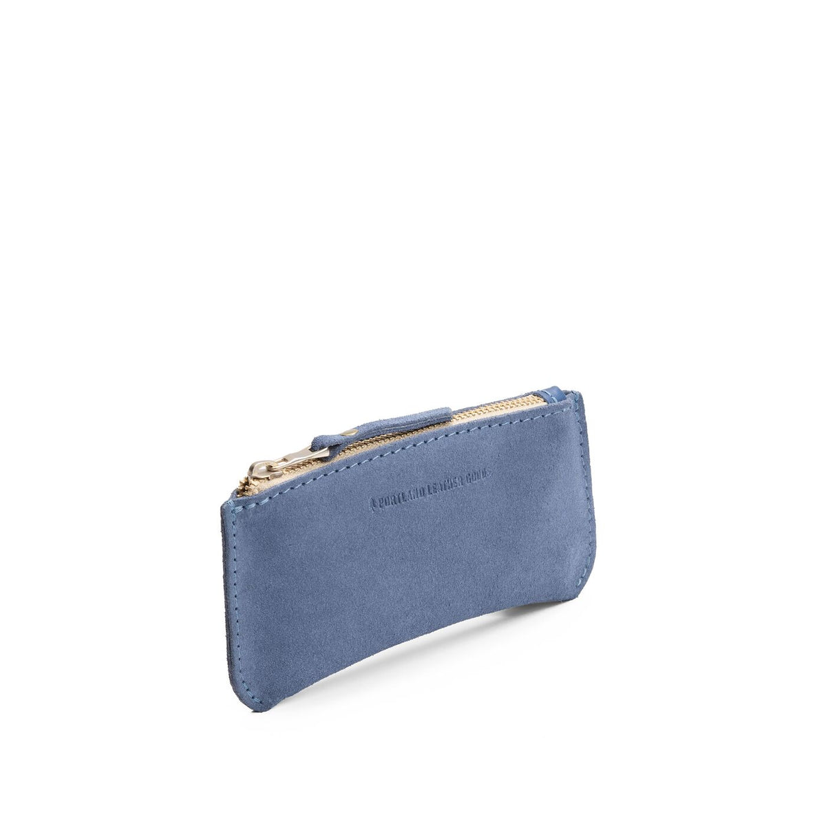 Denim*Small | Small pouch with a top zipper and unique curved bottom