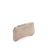 Taupe Small | Small pouch with a top zipper and unique curved bottom