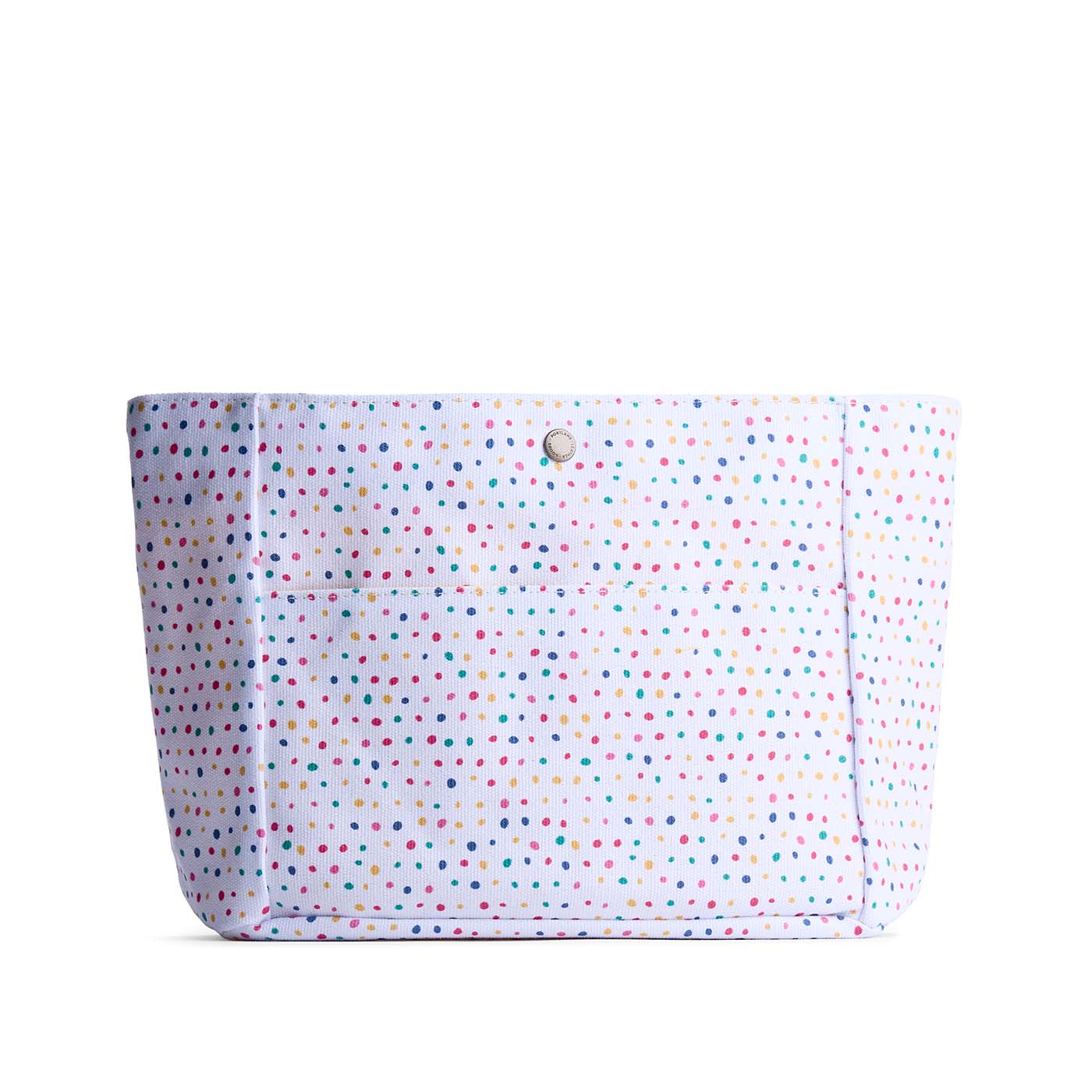 Sprinkles*Classic*Medium | Back of printed canvas organizer with pockets