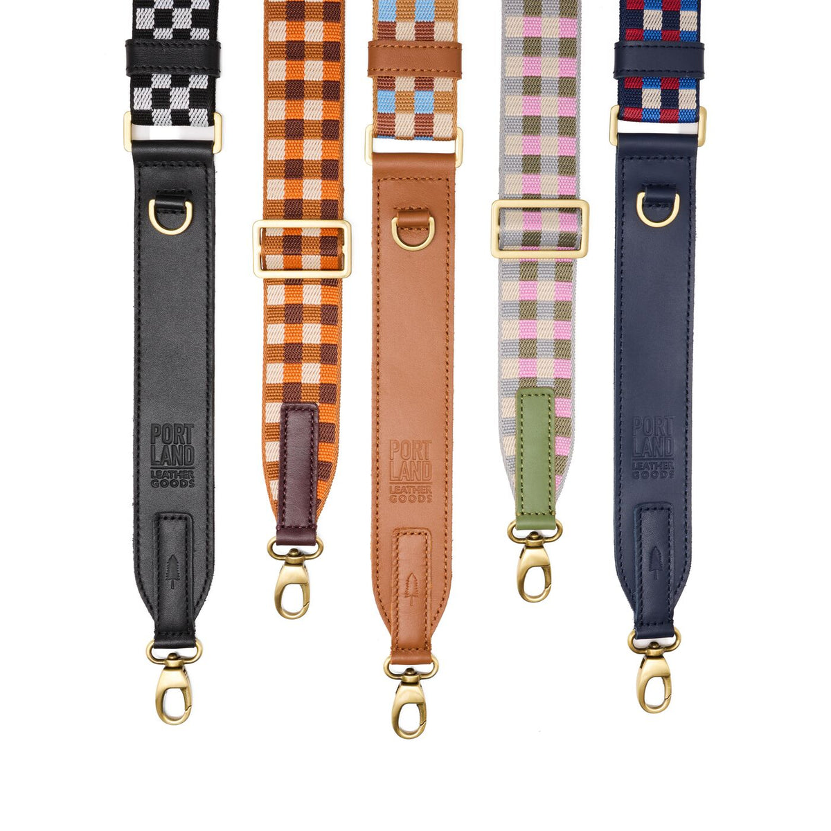 All Variants | 5 Checkered Crossbody Straps in a row