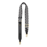 Pit Stop | Black and white checkered adjustable crossbody strap and lobster clasps