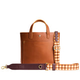 Salted Caramel | Burgundy, gold, and white checkered adjustable crossbody strap and lobster clasps