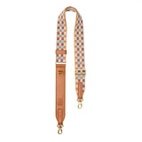Shoreline | Blue, peach, and tan checkered adjustable crossbody strap and lobster clasps