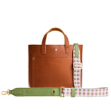 Tea Rose | Green and pink checkered adjustable crossbody strap and lobster clasps 