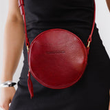 Chili Red Small | Circle shaped crossbody bag with top zipper