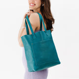 Aquarius | Model with medium Tote with dual shoulder straps and crossbody strap