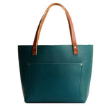 Sea Glass Classic | Large leather tote bag with sturdy bridle handles and front pocket