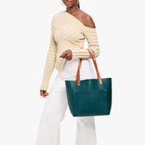 Sea Glass Classic | Large leather tote bag with sturdy bridle handles and front pocket