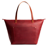 Phoenix Zipper | Large zipper leather tote bag with sturdy bridle handles and front pocket