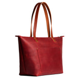 Phoenix Zipper | Large zipper leather tote bag with sturdy bridle handles and front pocket