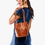 Sienna Classic | Petite bucket shaped tote bag with matching leather handles