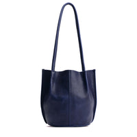 Cobalt*Classic | Petite bucket shaped tote bag with matching leather handles