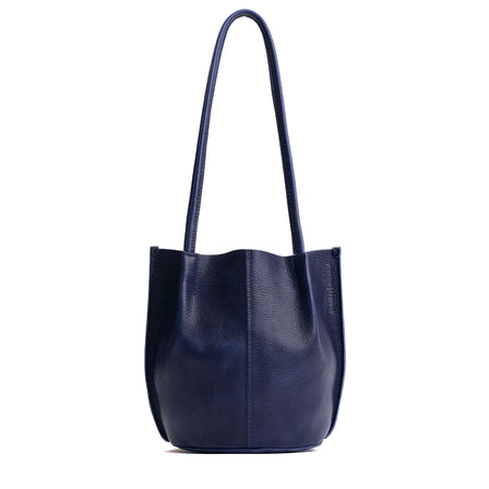 Cobalt*Classic | Petite bucket shaped tote bag with matching leather handles
