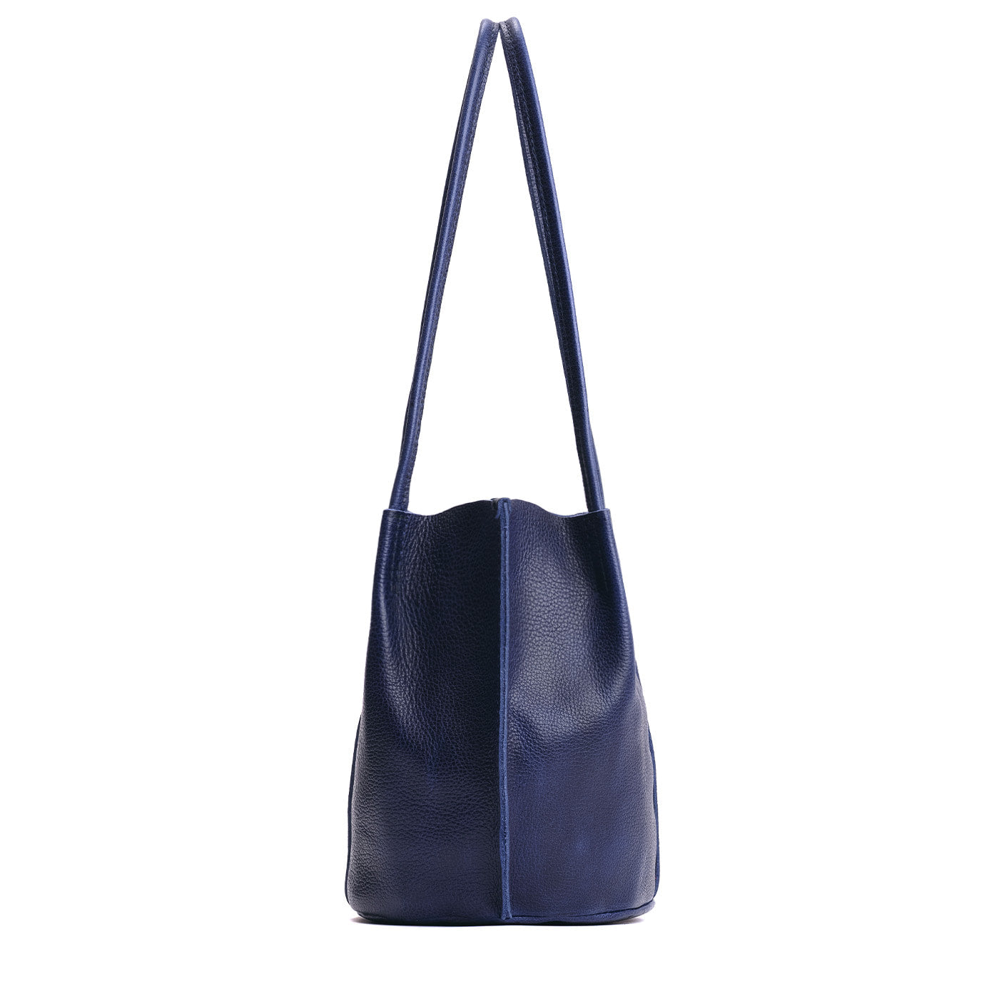 Cobalt*Classic | Petite bucket shaped tote bag with matching leather handles