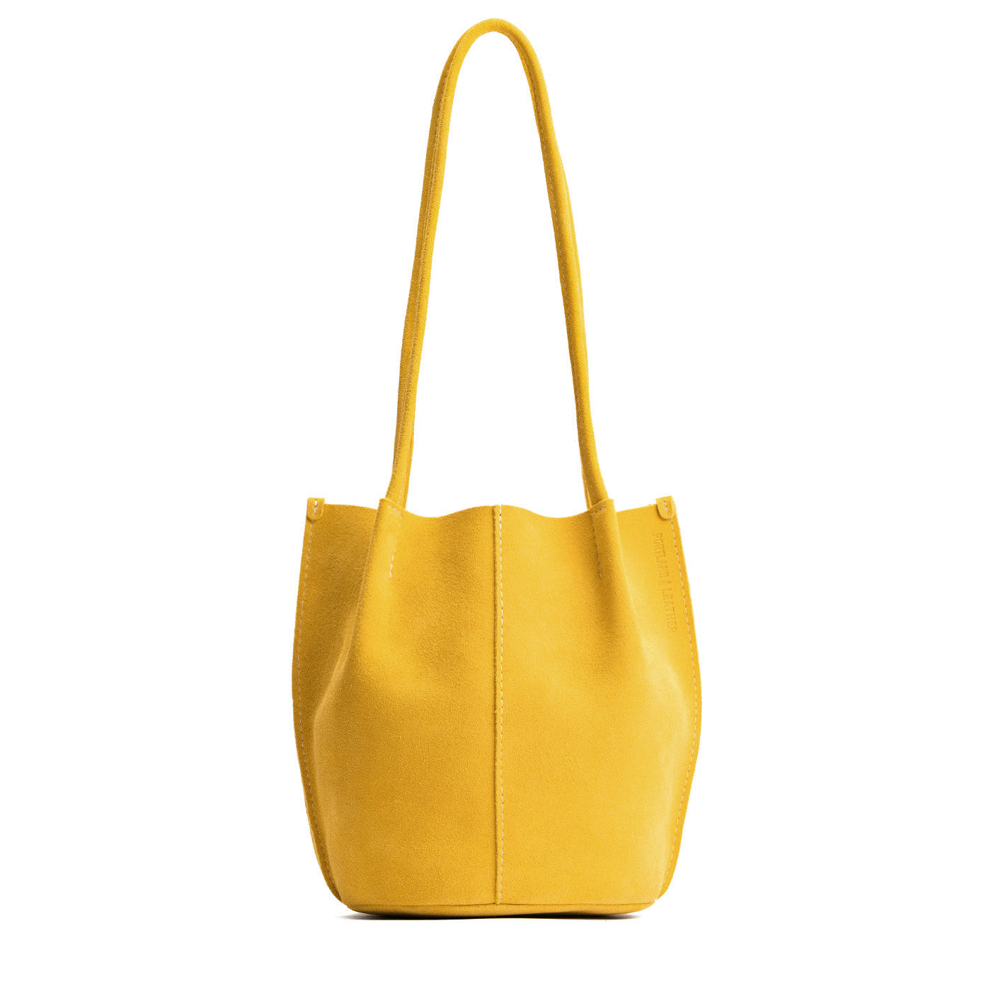 Hello Yellow*Classic | Petite bucket shaped tote bag with matching leather handles