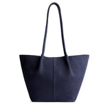 Alaska Blue Large | Wide bucket shaped tote bag with matching leather handles