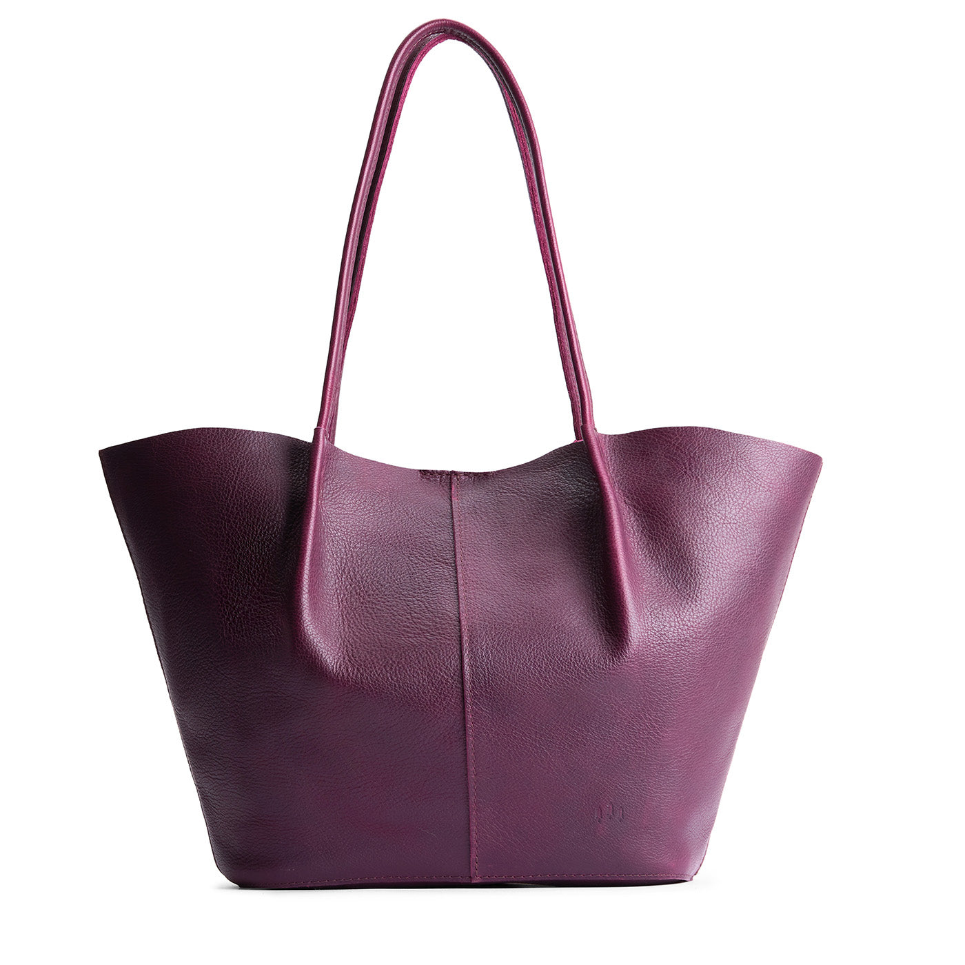 Plum*Oversized | Extra wide bucket shaped tote bag with matching leather handles