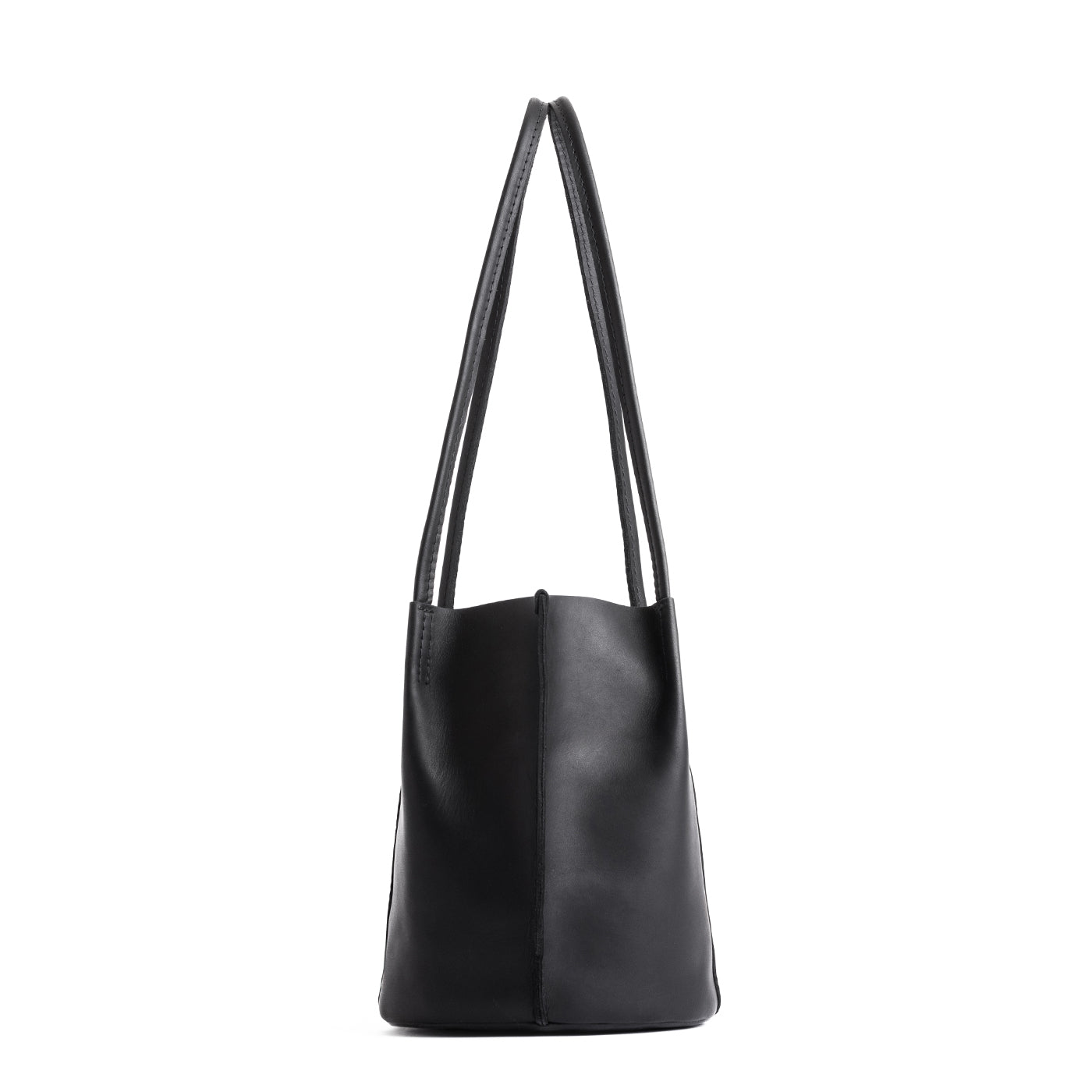 Black*Classic | Petite bucket shaped tote bag with matching leather handles