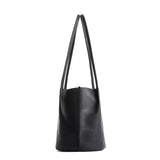 Black Classic | Petite bucket shaped tote bag with matching leather handles