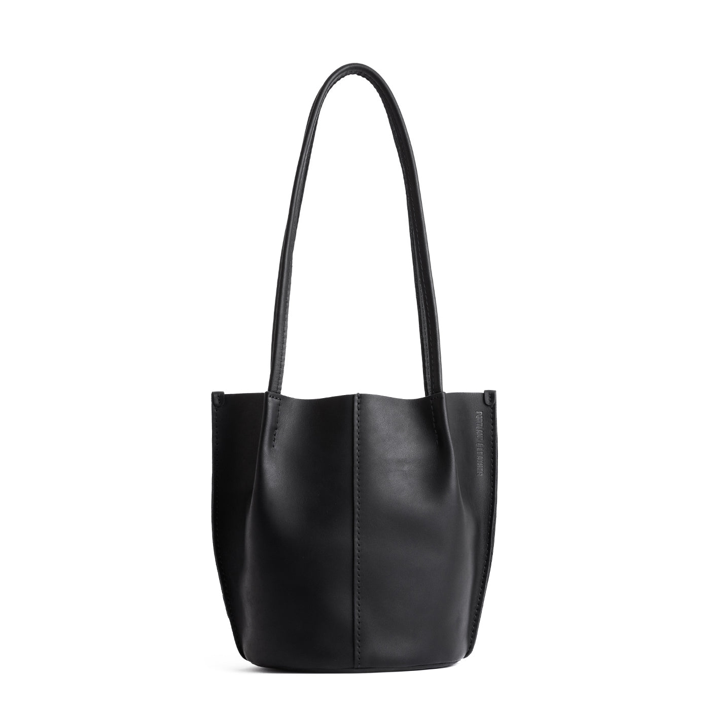 Black*Classic | Petite bucket shaped tote bag with matching leather handles
