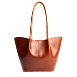 Madrone Large | Wide bucket shaped tote bag with matching leather handles